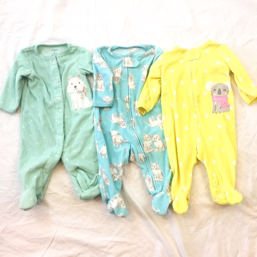 3 mo Carter’s girls fleece sleeper outfits